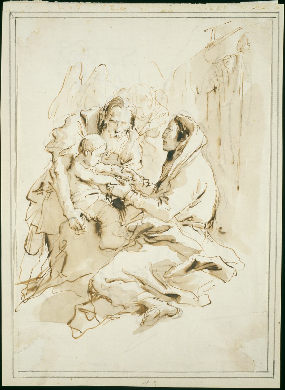 De Heilige Familie, Sint Jozef met een boek door Giambattista Tiepolo