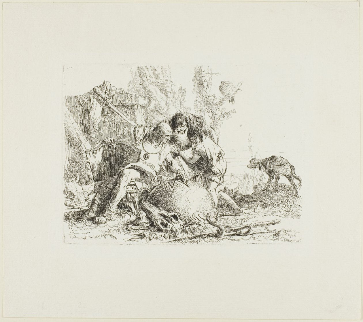 Twee Tovenaars en een Kind, uit Scherzi door Giambattista Tiepolo