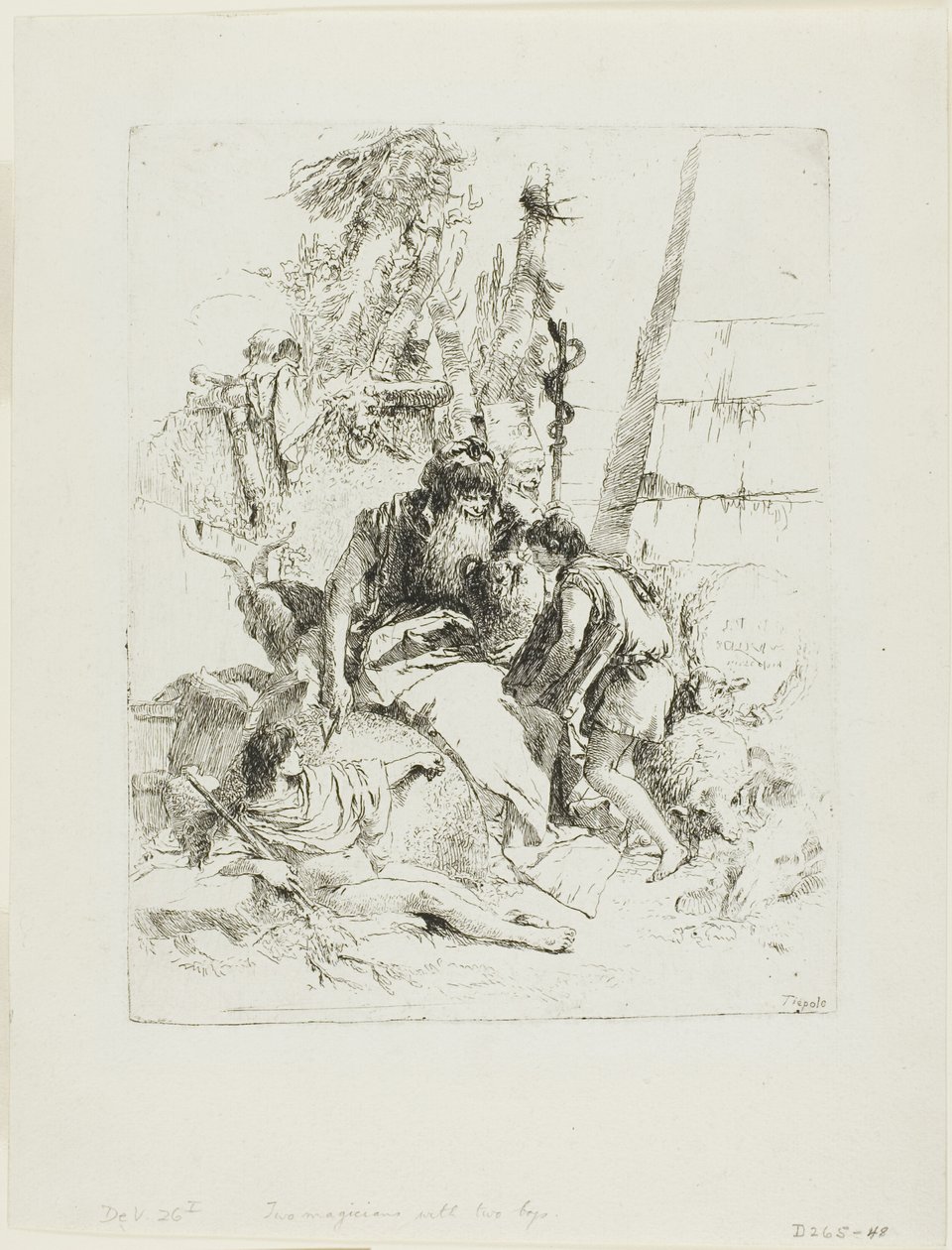 Twee tovenaars met twee jongens, uit Scherzi door Giambattista Tiepolo