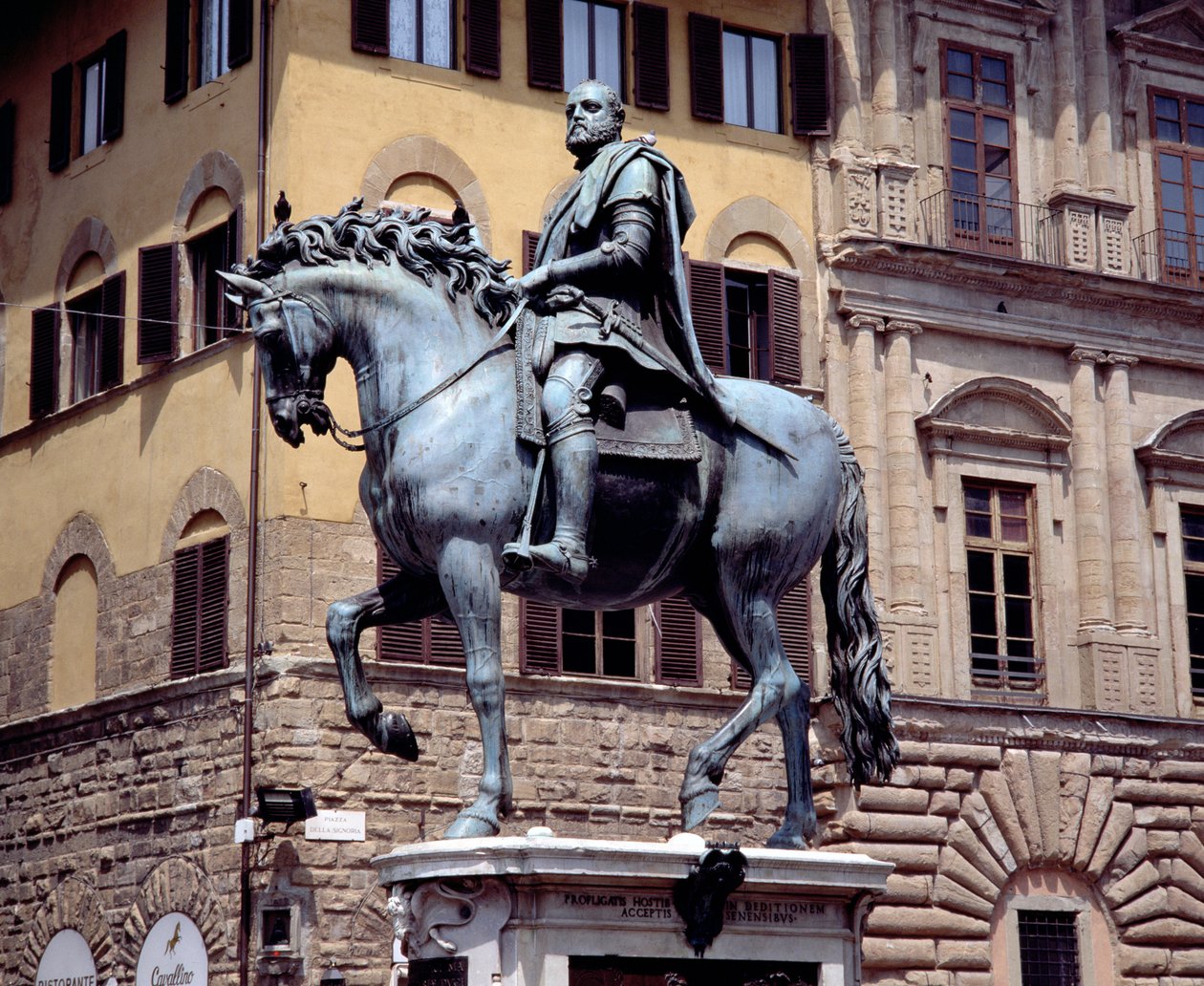 Ruiterstandbeeld van Cosimo I, Groothertog van Toscane (1541-87) 1587-93 (brons) door Giambologna