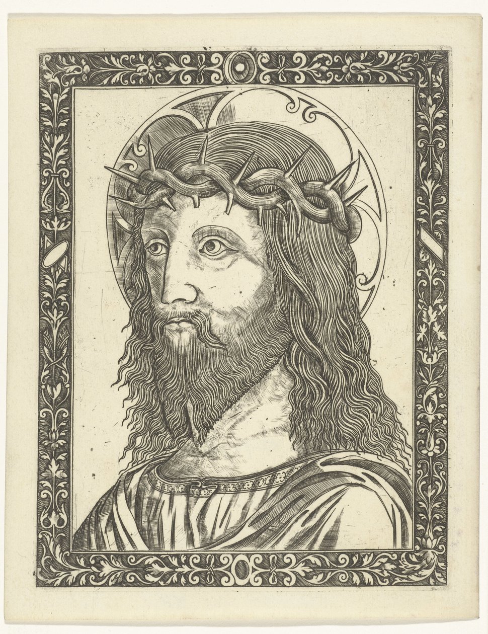 Hoofd van Christus met doornenkroon in omlijsting door Giampietrino Birago (attributed to)