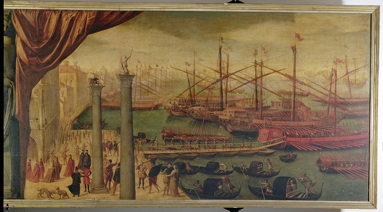 Werving van Venetiaanse troepen op de Molo, ca. 1562 door Giovanni Battista Moroni