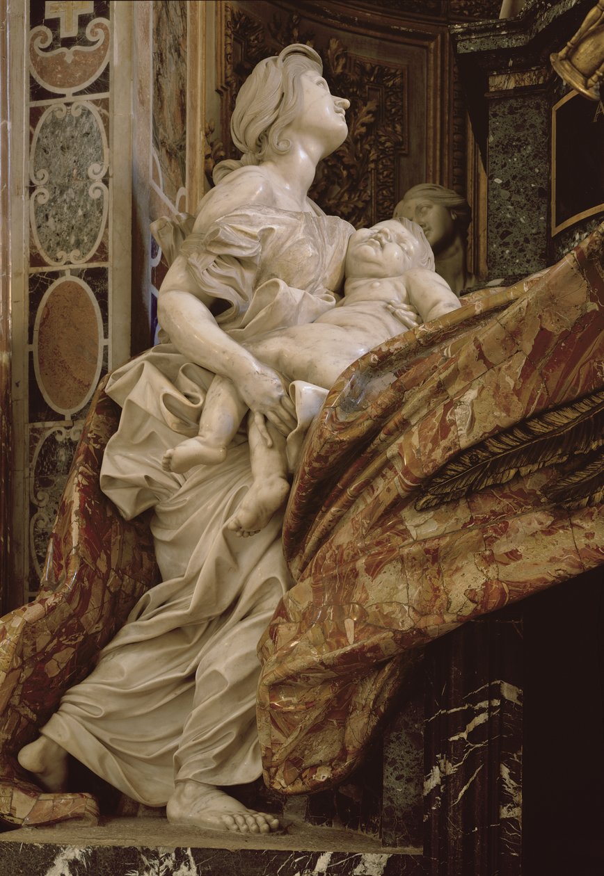 Liefdadigheid van het monument voor Alexander VII in het noordelijke transept, 1672-78 door Gian Lorenzo Bernini