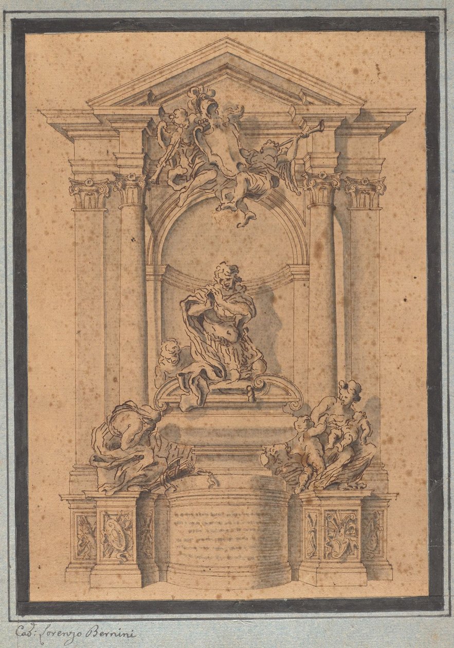 Entwurf für das Grabdenkmal eines Offiziers door Gian Lorenzo Bernini