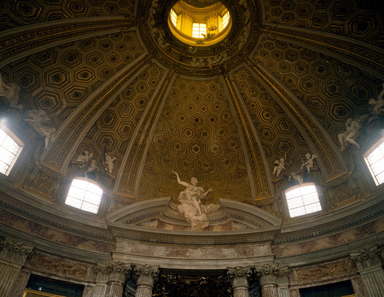Binnenkant koepel, Kerk van Sint-Andreaskerk op Quirinaal, architect Gian Lorenzo Bernini, Rome door Gian Lorenzo Bernini