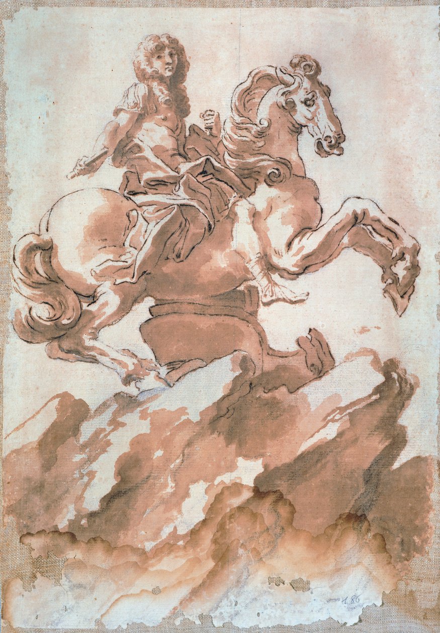 Schets voor Lodewijk XIV te paard door Gian Lorenzo Bernini