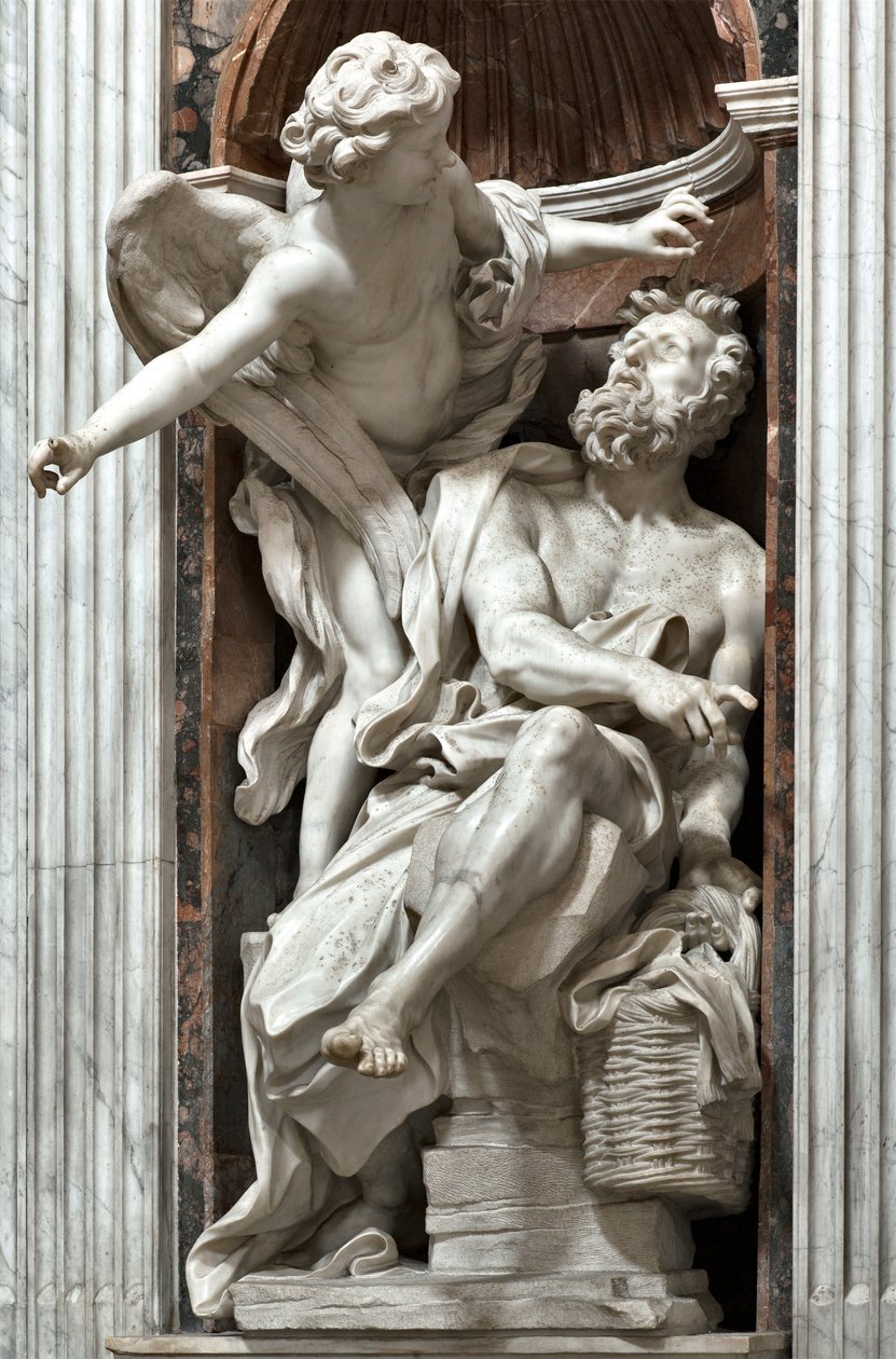 De profeet Habakuk en de engel (marmeren beeldhouwwerk door Gian Lorenzo Bernini, 1656-1661, Rome, Basilica di Santa Maria del Popolo, Cappella Chigi) door Gian Lorenzo Bernini