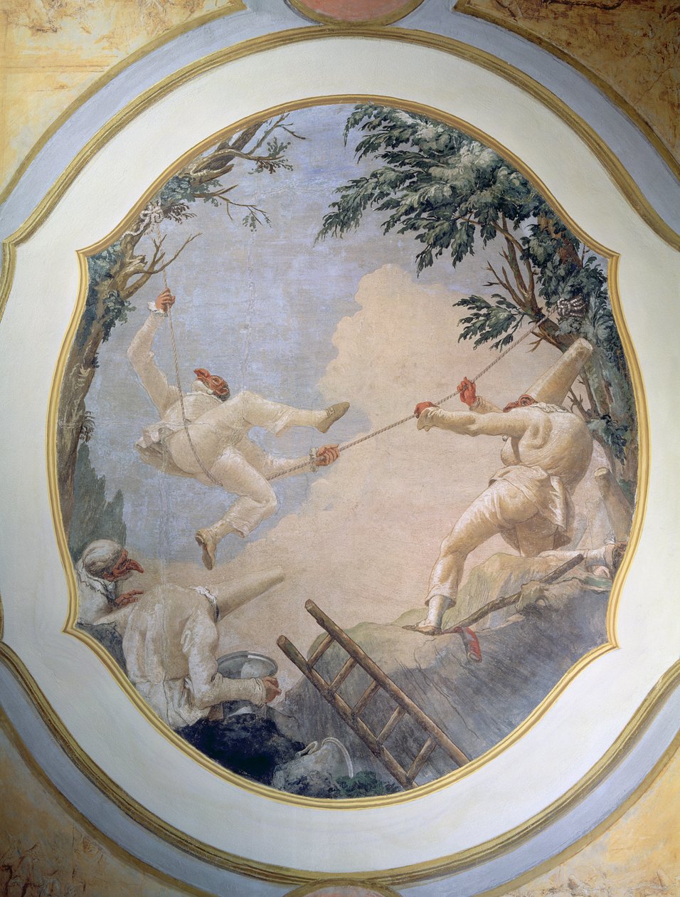 Pulcinella op een Schommel, 1797 door Giovanni Domenico Tiepolo