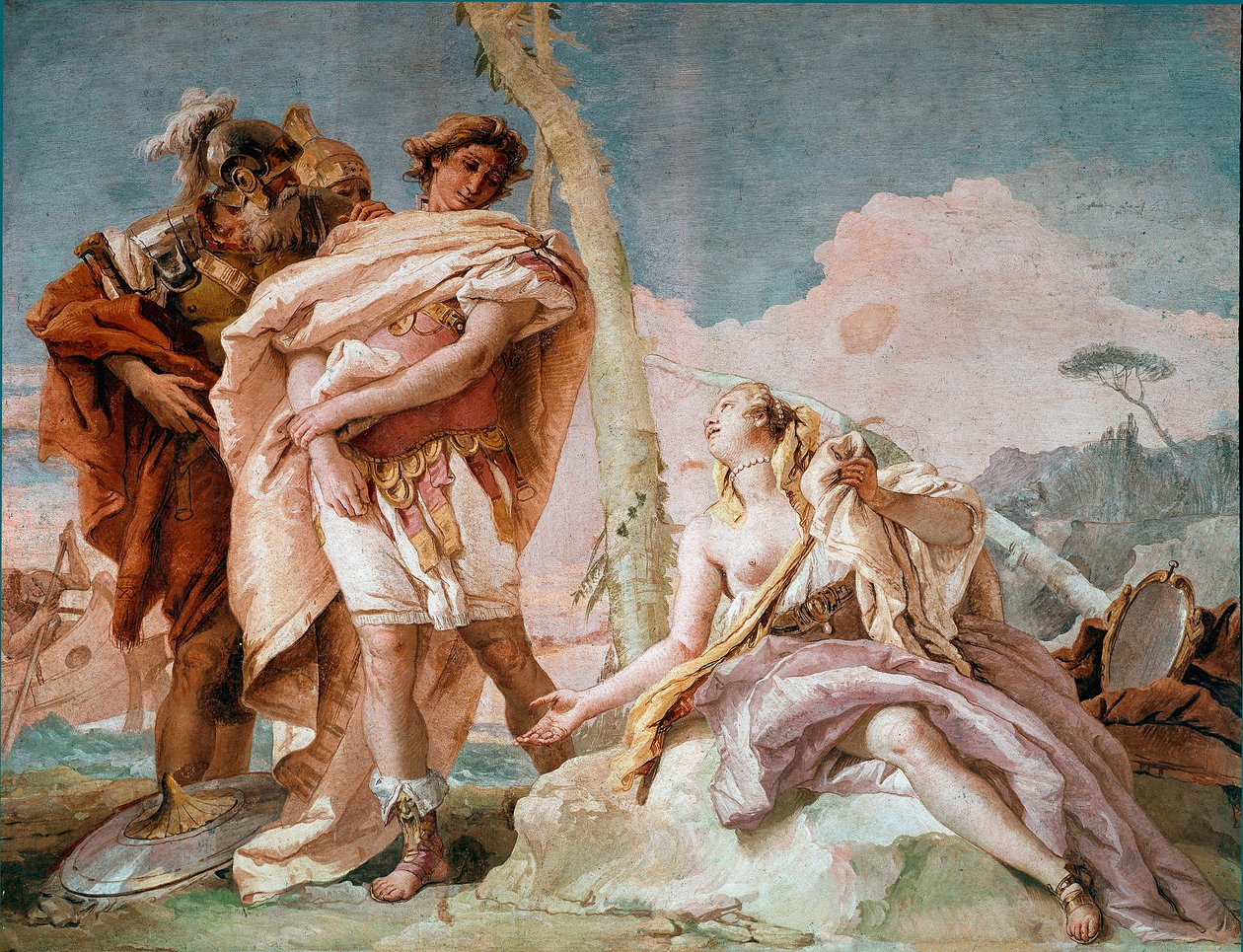 Renaud verlaat Armide. Illustratie van een scène uit Torquato Tasso