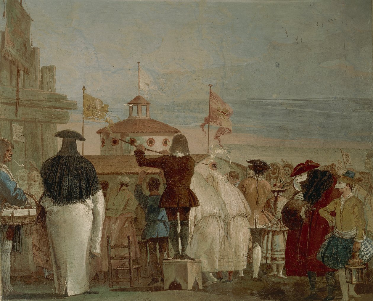 De nieuwe wereld (Venetiaans carnaval) door Giandomenico  Tiepolo