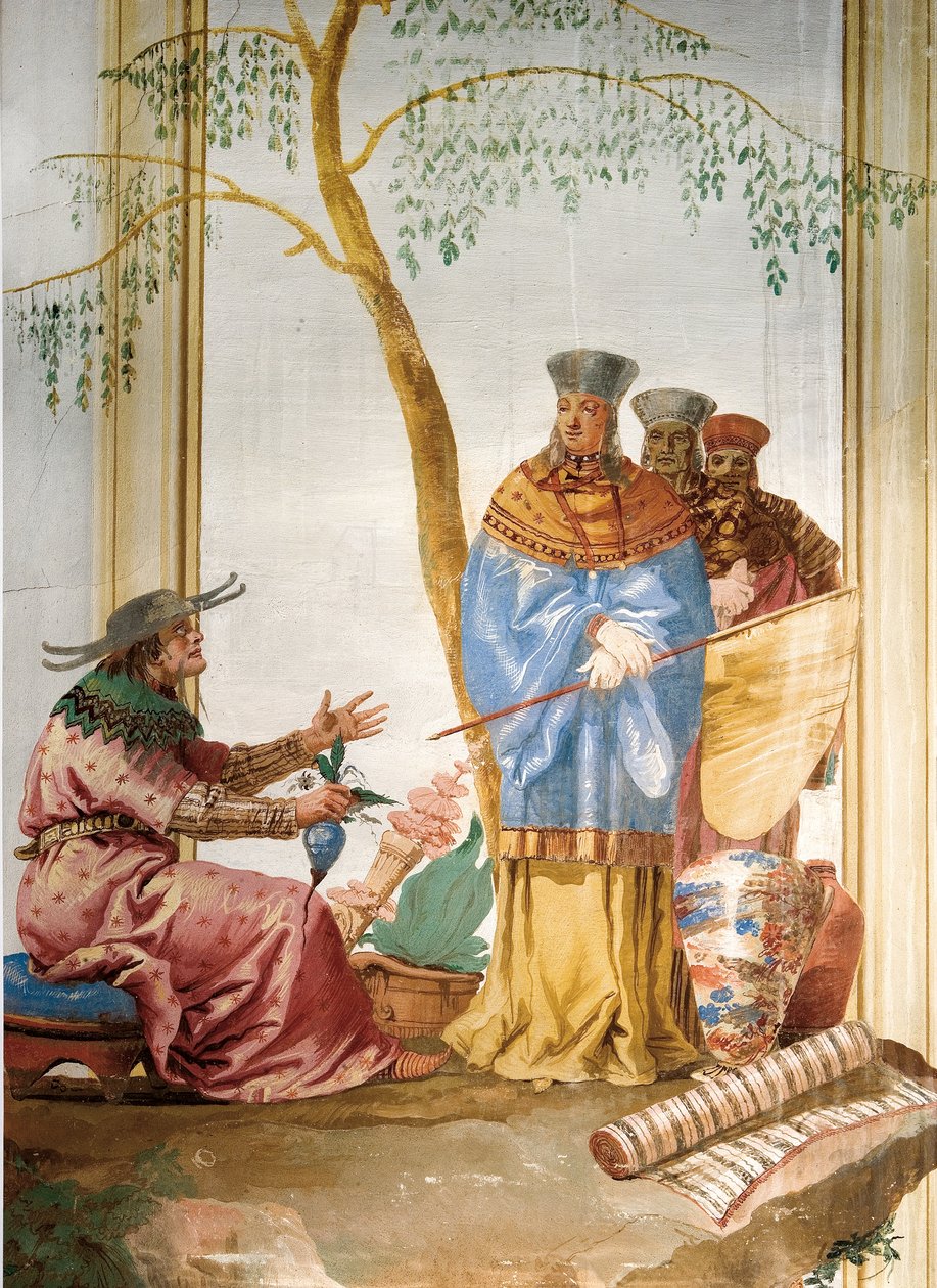Detail van fresco in de Chinese Kamer, in de Foresteria door Giovanni Domenico Tiepolo