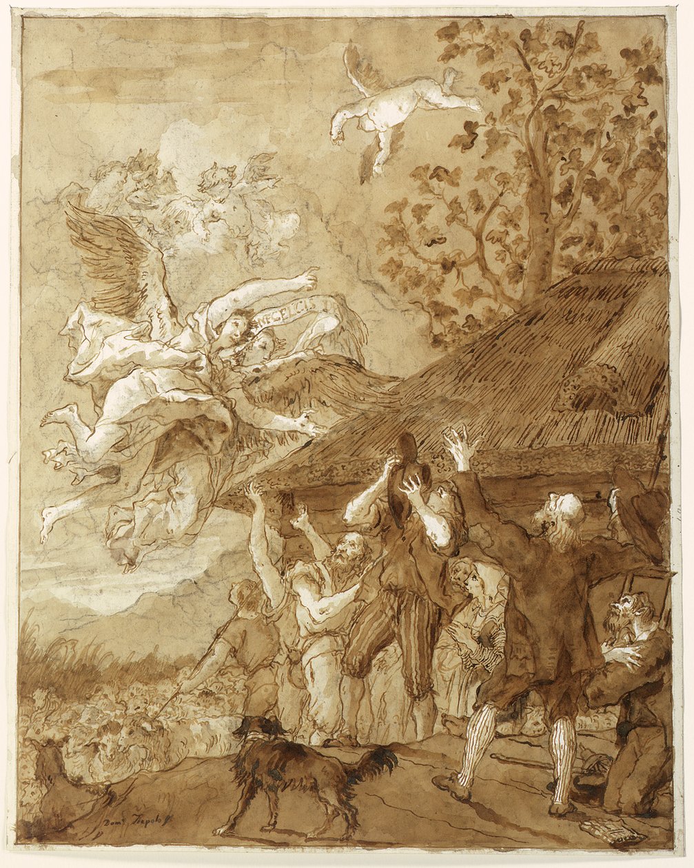 De aankondiging aan de herders door Giovanni Domenico Tiepolo
