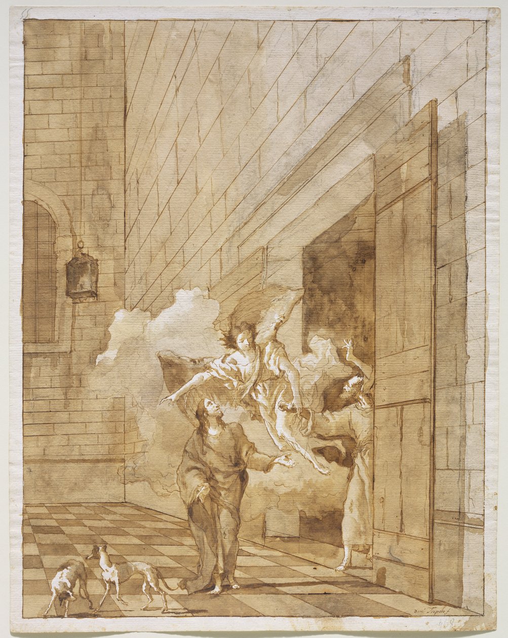 De bevrijding van St. Peter en St. John uit de gevangenis door Giovanni Domenico Tiepolo
