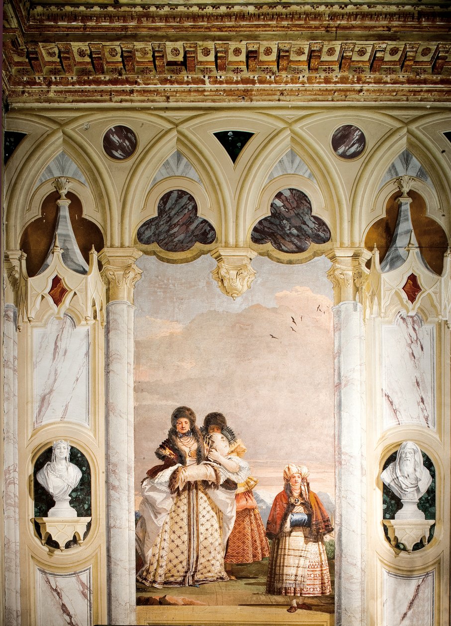 De Winterwandeling, uit de Kamer van het Gotische Paviljoen, in de Foresteria door Giovanni Domenico Tiepolo
