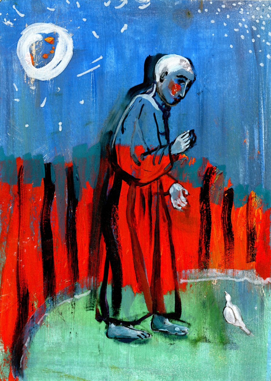 De vogels voeren. Na Giotto door Gigi Sudbury