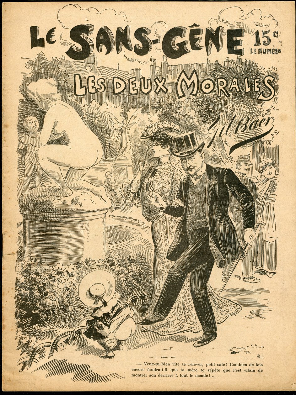 De Sans Gene - Illustratie door Gil Baer: Kunst, Beeldhouwwerk Standbeeld, Kindertijd, Openbaar Park, Naaktheid door Gil (1859 1931) Baer
