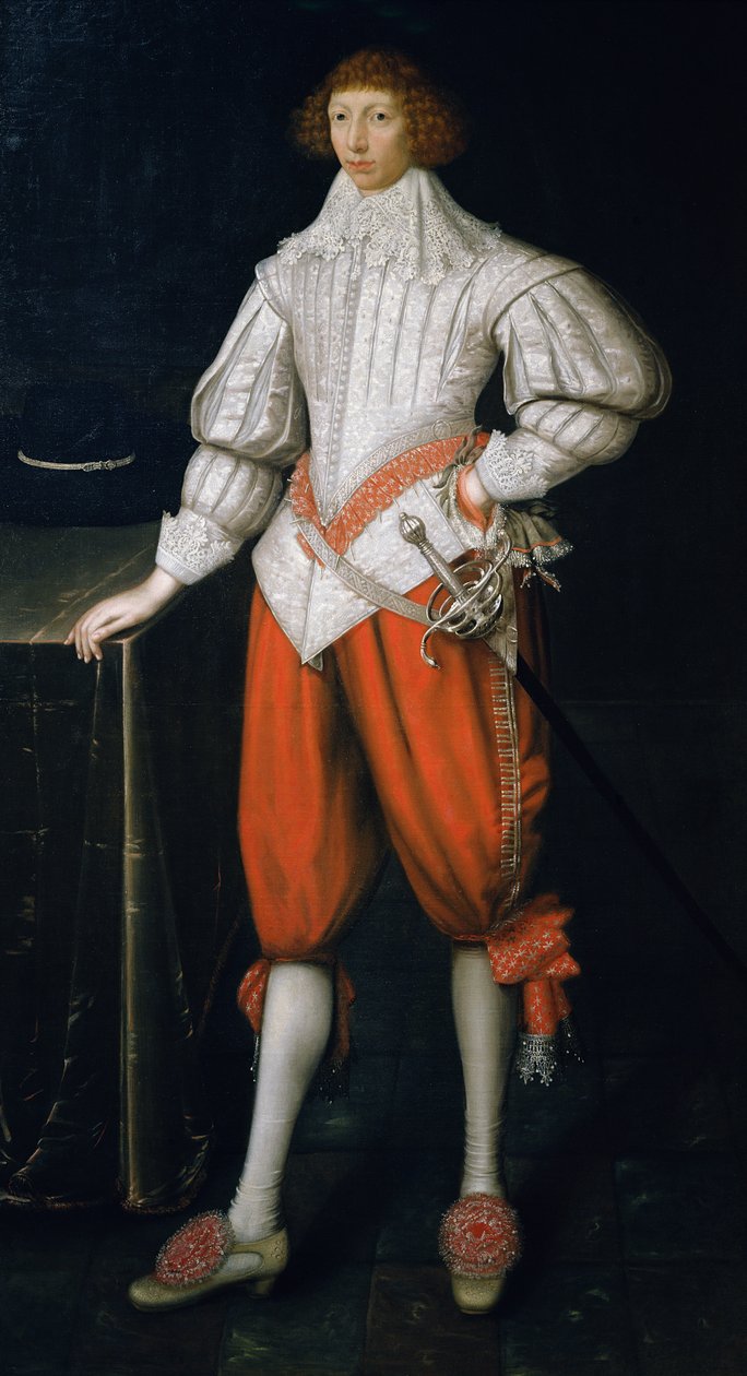 Portret van een heer, mogelijk een lid van de Poulett-familie, eind jaren 1620 door Gilbert Jackson