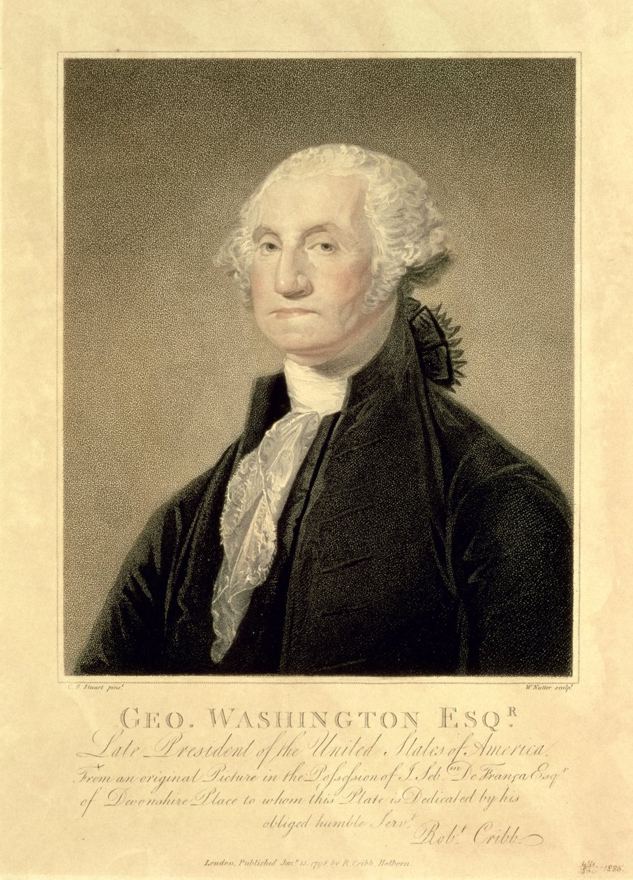 Portret van George Washington, gegraveerd door William Nutter, uitgegeven door Robert Cribb, 1798 door Gilbert Stuart
