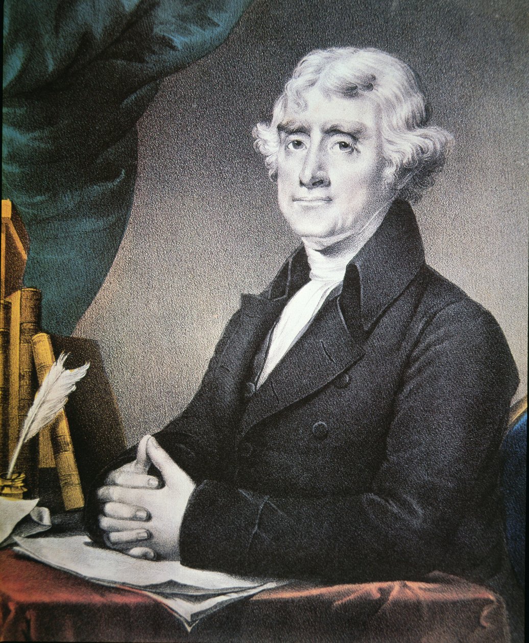 Thomas Jefferson (1743-1826) uitgegeven door Nathaniel Currier (1813-88) door Gilbert (after) Stuart