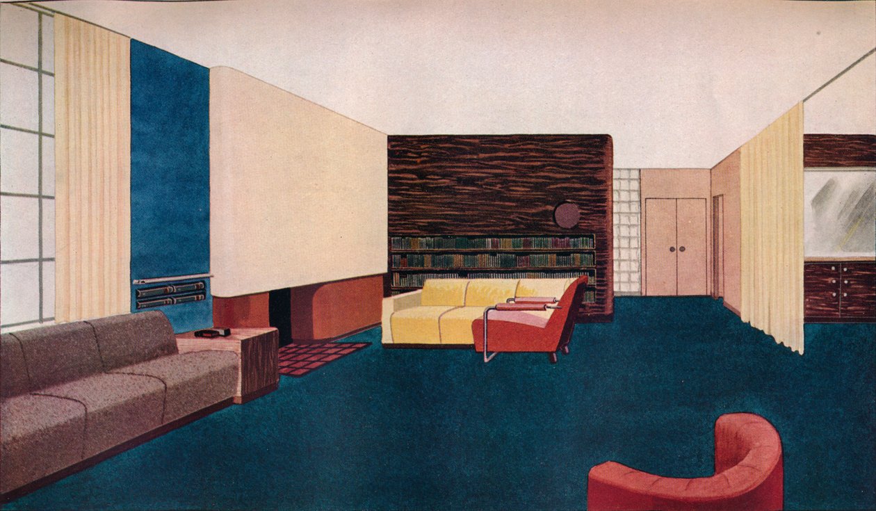Ontwerp voor een woonkamer door Gilbert Rohde