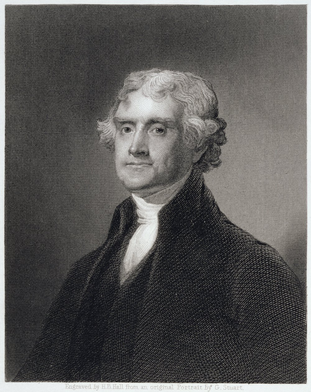 Portret van Thomas Jefferson, gegraveerd door Henry Bryan Hall door Gilbert Stuart