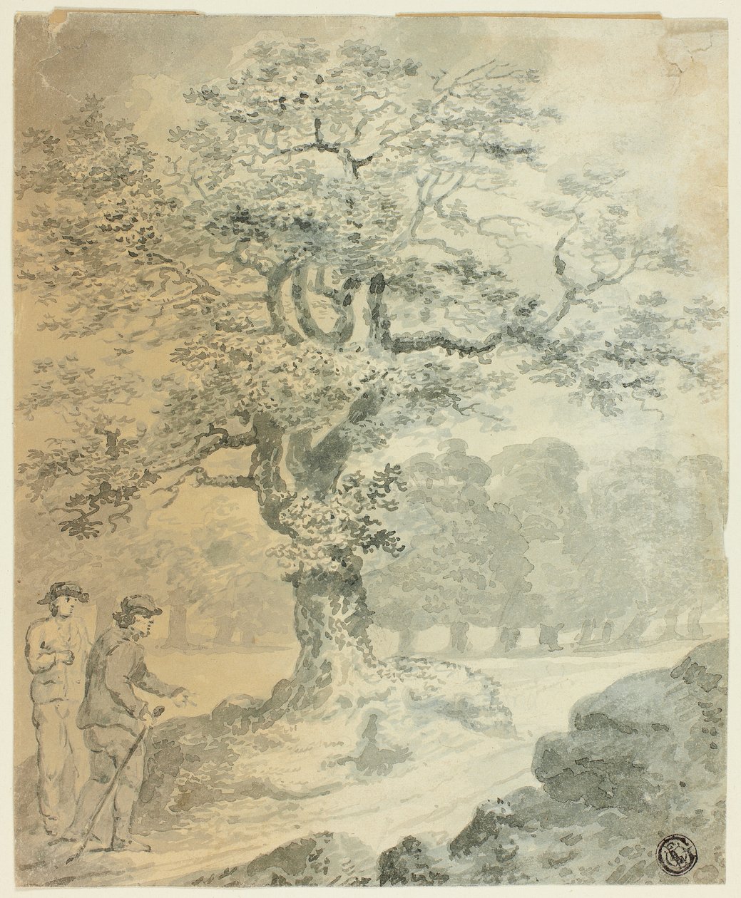 Landschap met twee mannelijke figuren door Gilbert Stuart Newton