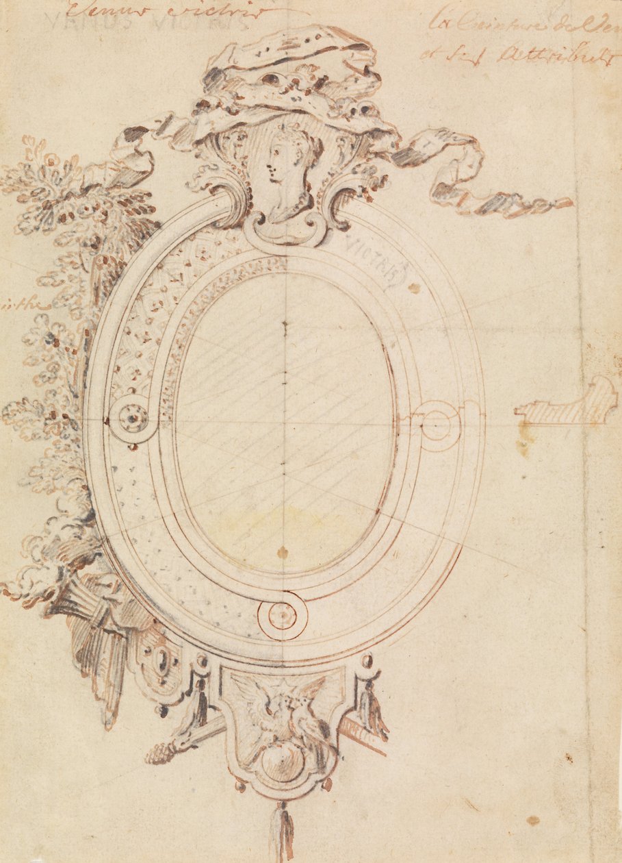 Ontwerp voor een ovaal frame met het thema Venus Victorious door Gilles Marie Oppenord