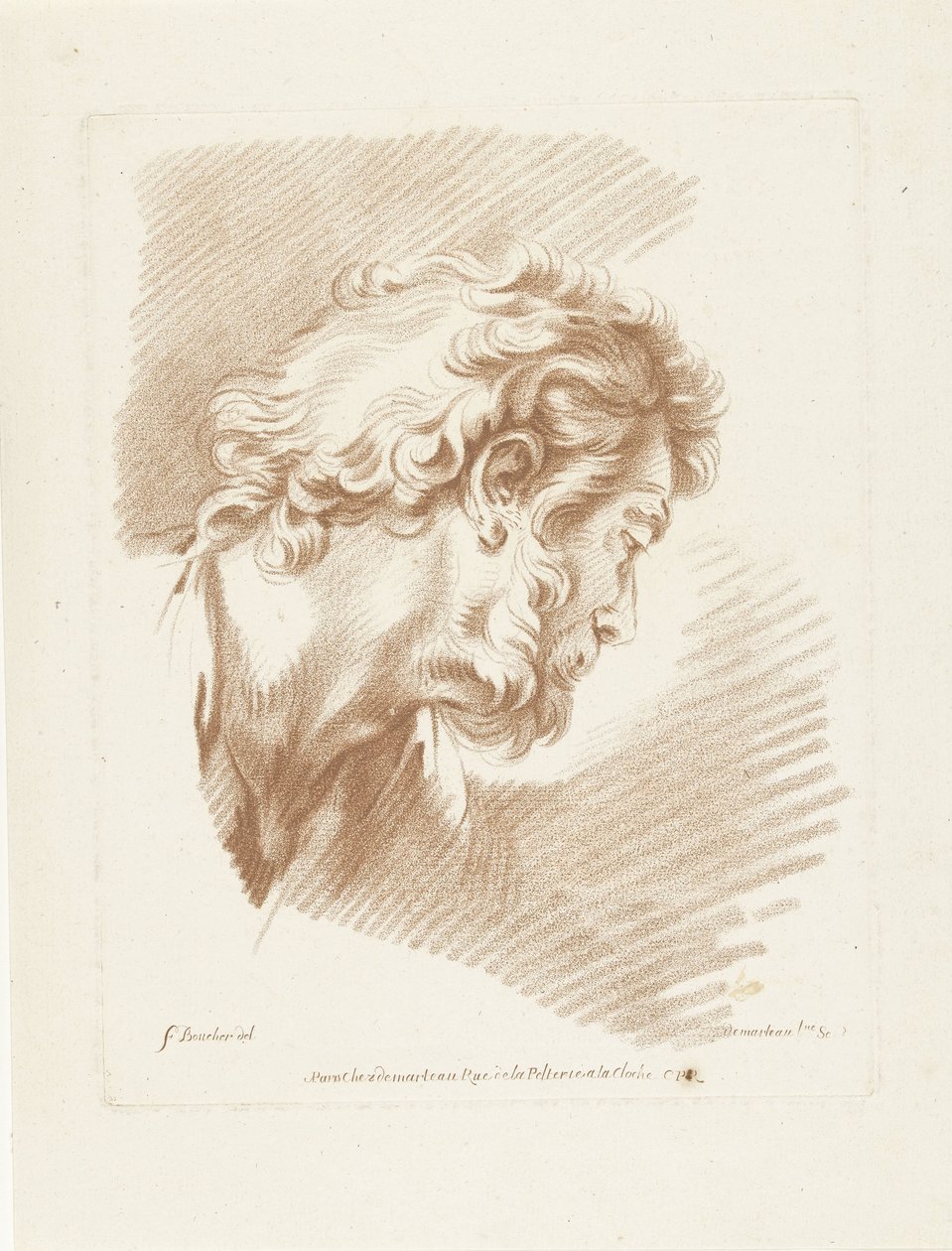 Kop van man met baard naar rechts door Gilles Demarteau