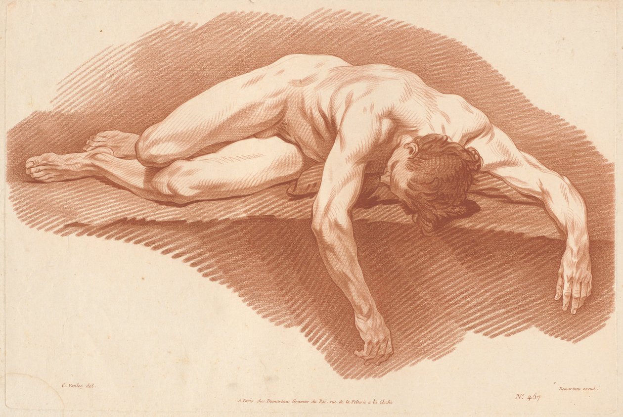 Academie (457) door Gilles Demarteau, the Elder after Carle Van Loo