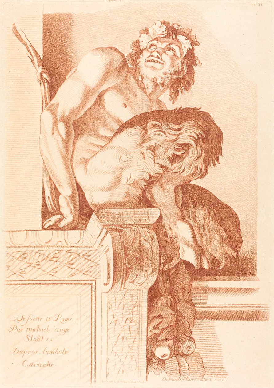 Sater door Gilles Demarteau the Elder after René Michel Slodtz after Annibale Carracci