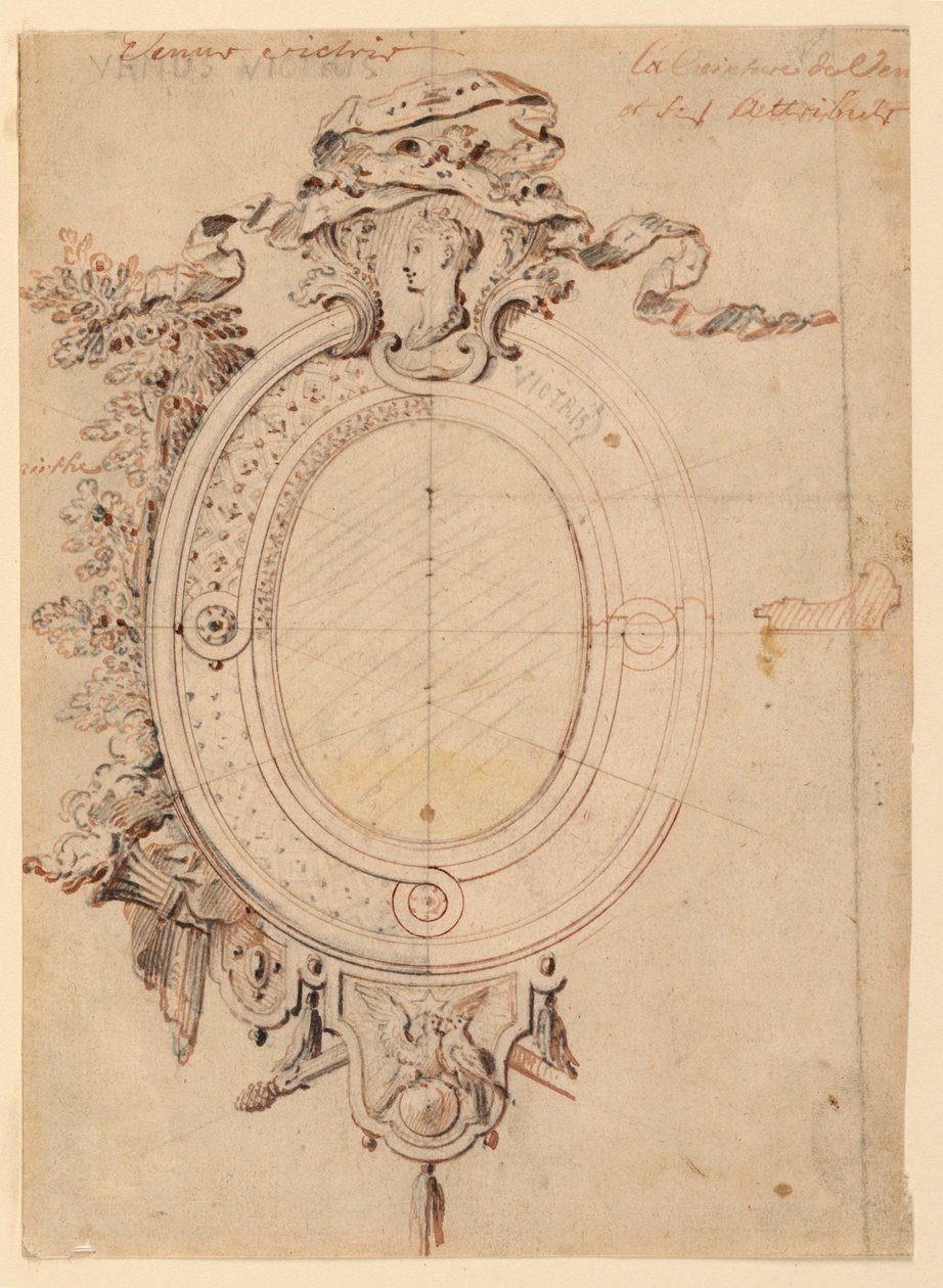 Ontwerp voor een Ovaal Frame met het Thema Venus Overwinnend door Gilles Marie Oppenord