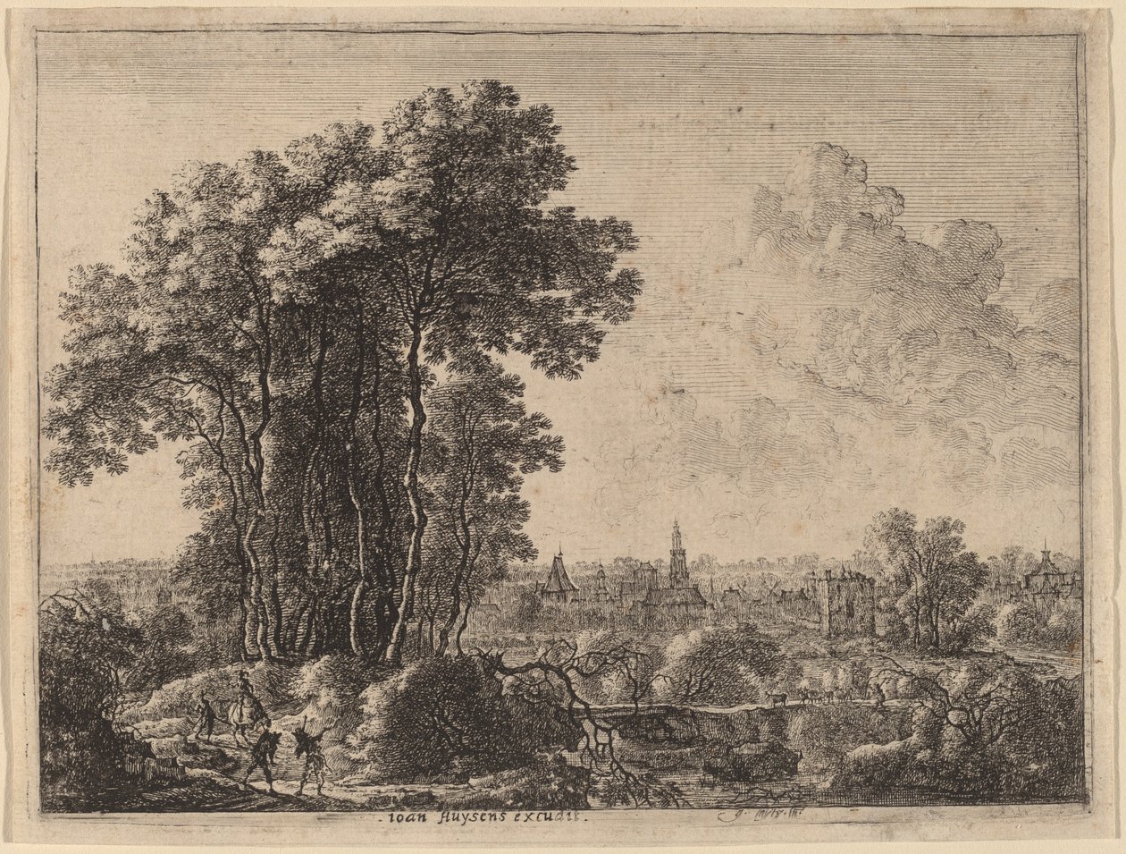 Landschap met Ruiter en Drie Reizigers door Gilles Neyts