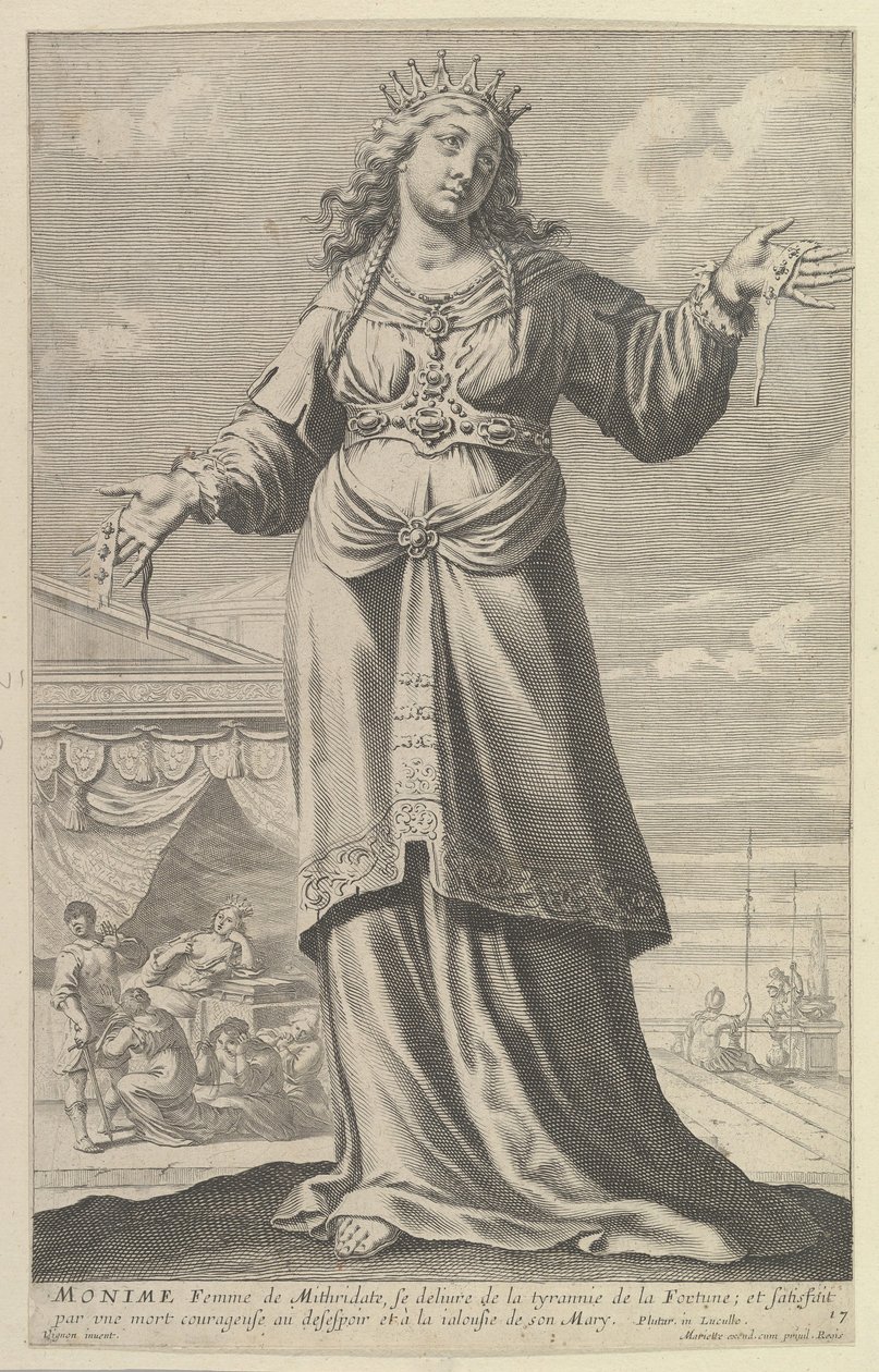 Monime, 1647. Makers: Gilles Rousselet, Abraham Bosse door Gilles Rousselet and Abraham Bosse