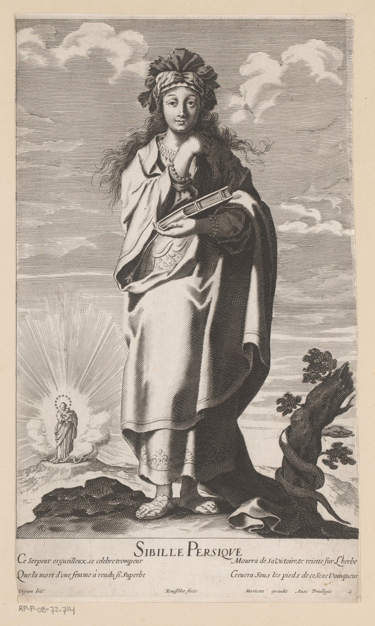 Perzische sibille, met op de achtergrond Maria met kind Sibillen door Gilles Rousselet