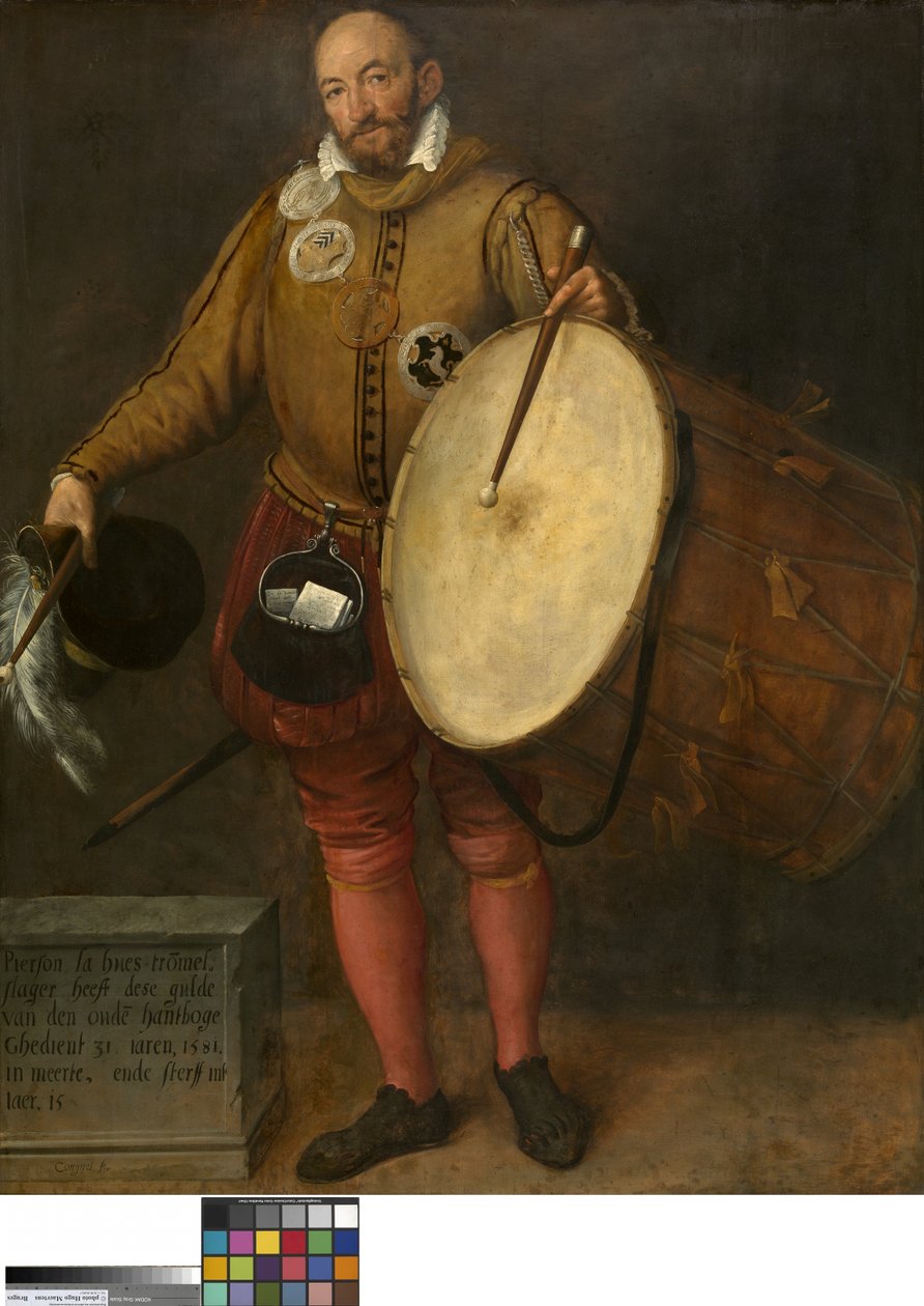 Pierson la Hues, trommelaar en page van het oude schuttersgilde door Gillis (c.1535 99) Congnet