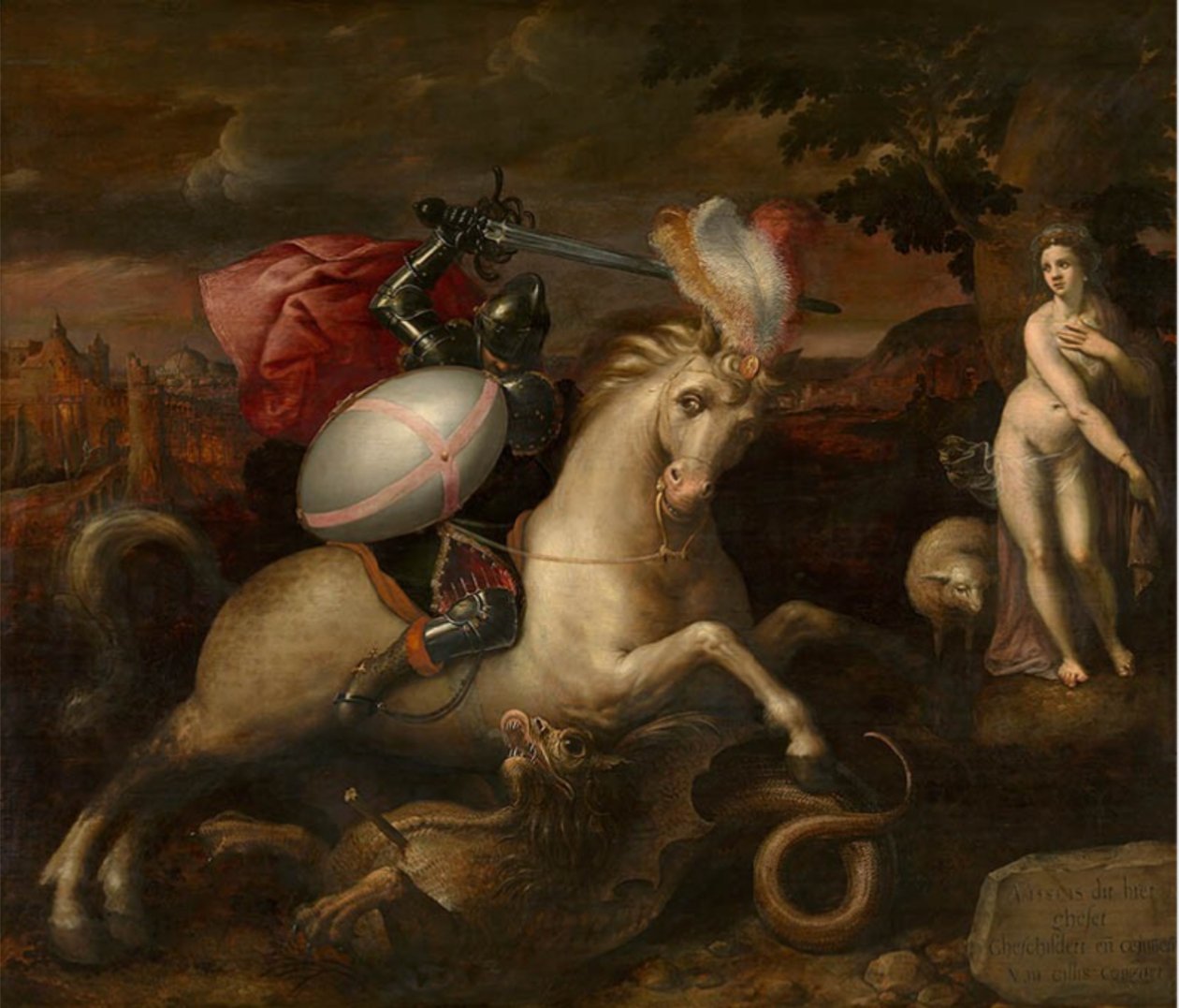 Dutch: Heilige Joris verslaat de draak Saint George door Gillis Coignet