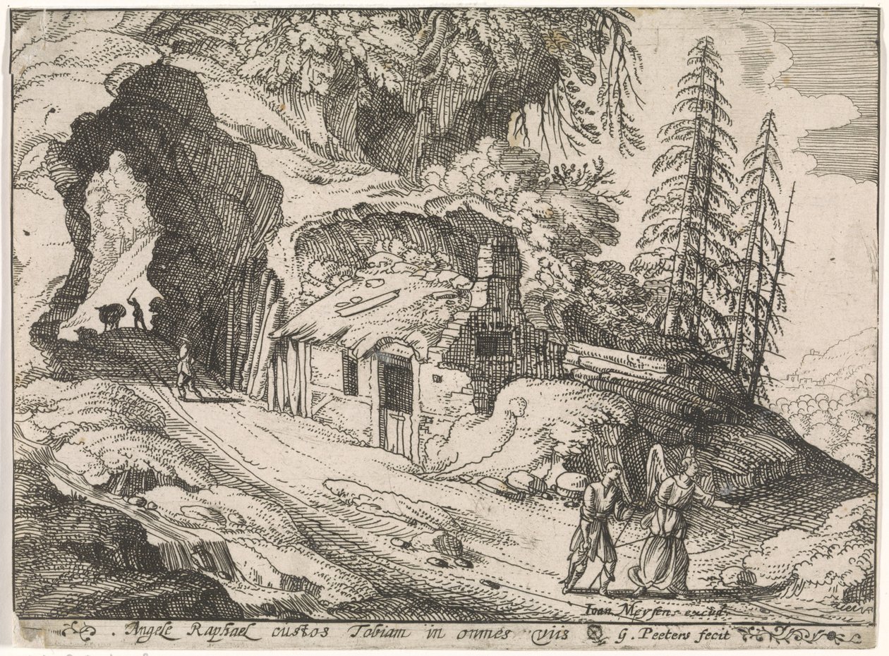 Landschap met Tobias en aartsengel Rafaël door Gillis Peeters (I)