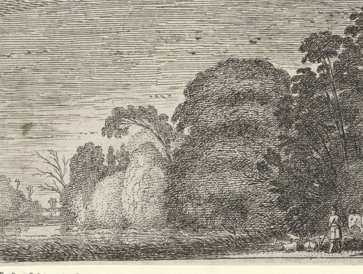 Herder en ruiter bij een bosrand door Gillis van Scheyndel (I) (possibly)