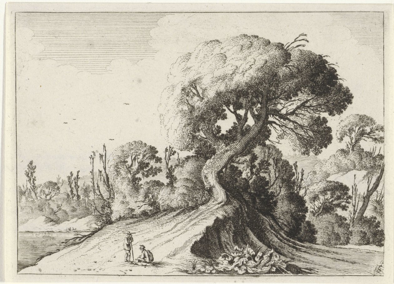 Twee mannen voor een grote boom Zeven landschappen (series title) door Gillis van Scheyndel (I)