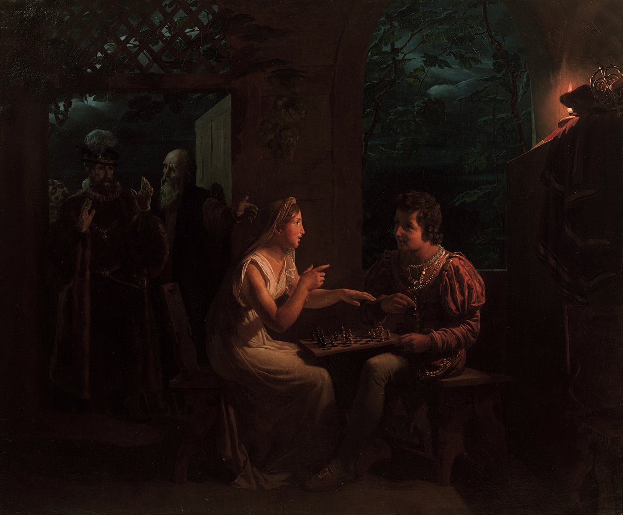 Ferdinand en Miranda Spelen een Schaakspel door Gillot Saint Evre