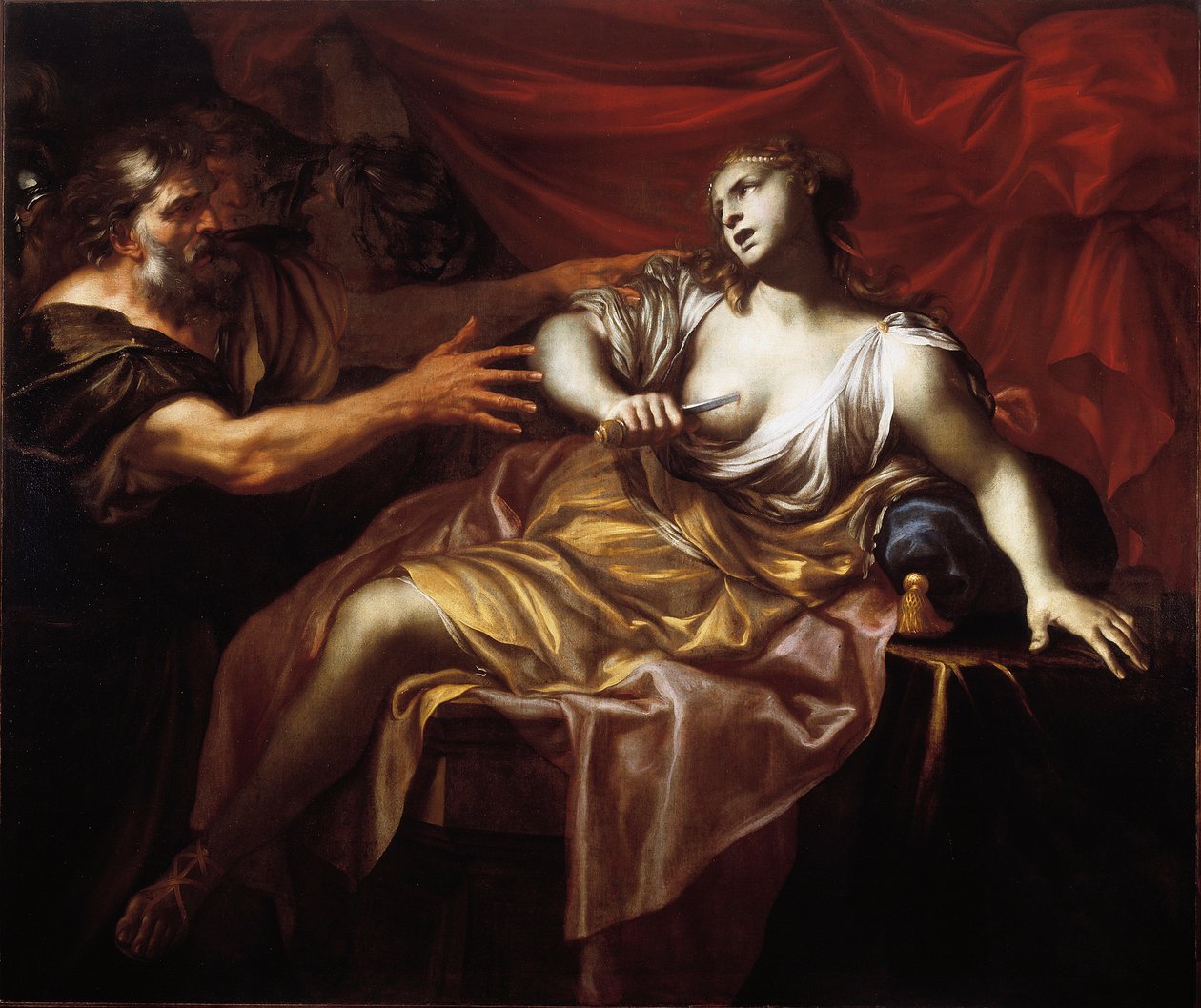 De zelfmoord van Lucretia door Gio Raffaele Badaracco