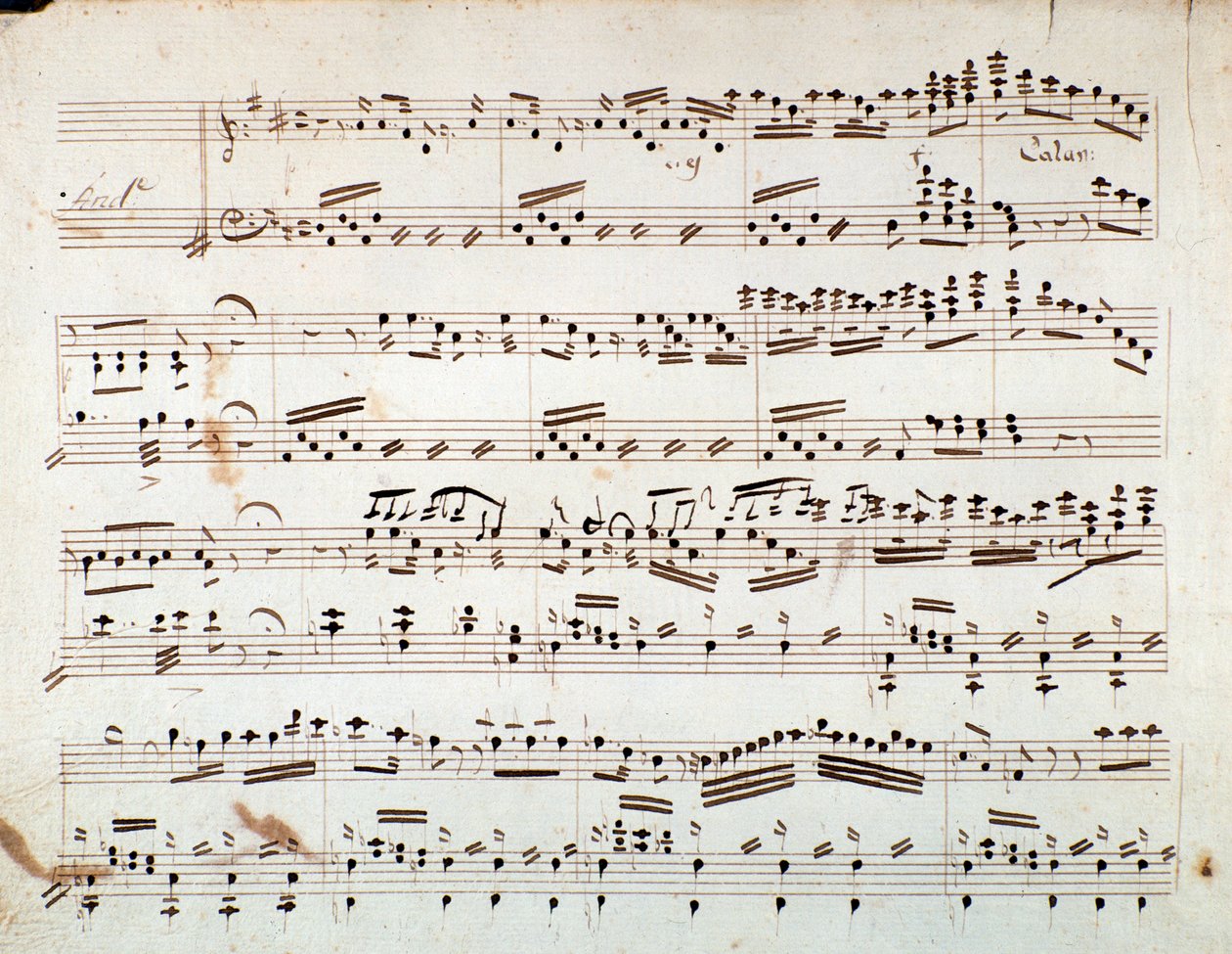 Eerste pagina van bladmuziek voor de gereduceerde symfonie voor piano van Otello, opera van Gioacchino Rossini door Gioachino Rossini