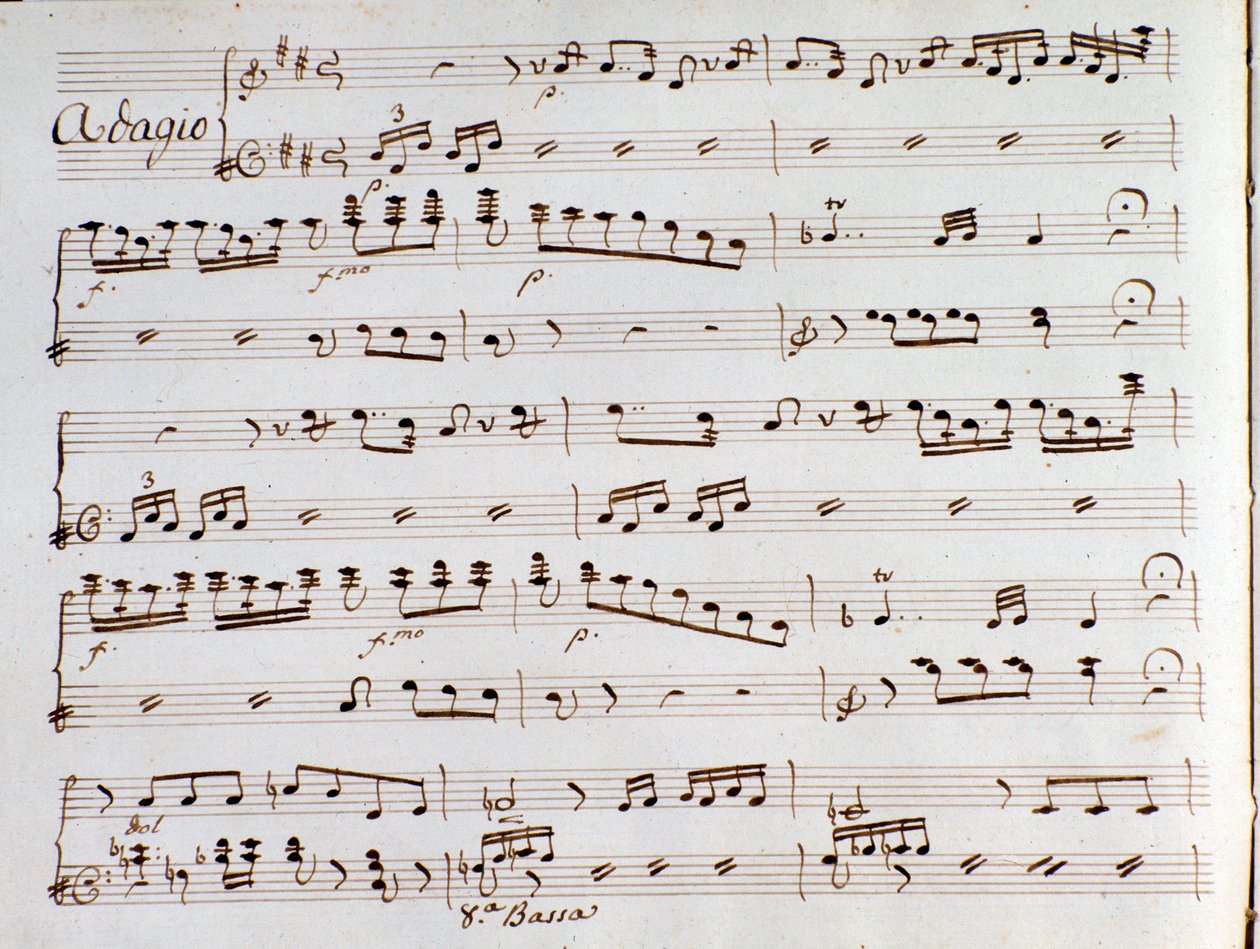 Pagina van muziekpartituur van de symfonie van De Turk in Italië door Gioacchino Rossini door Gioachino Rossini