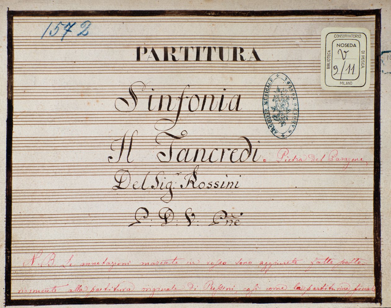 Bladmuziek voor de gereduceerde symfonie voor piano van Tancredi, opera door Gioacchino Rossini door Gioachino Rossini