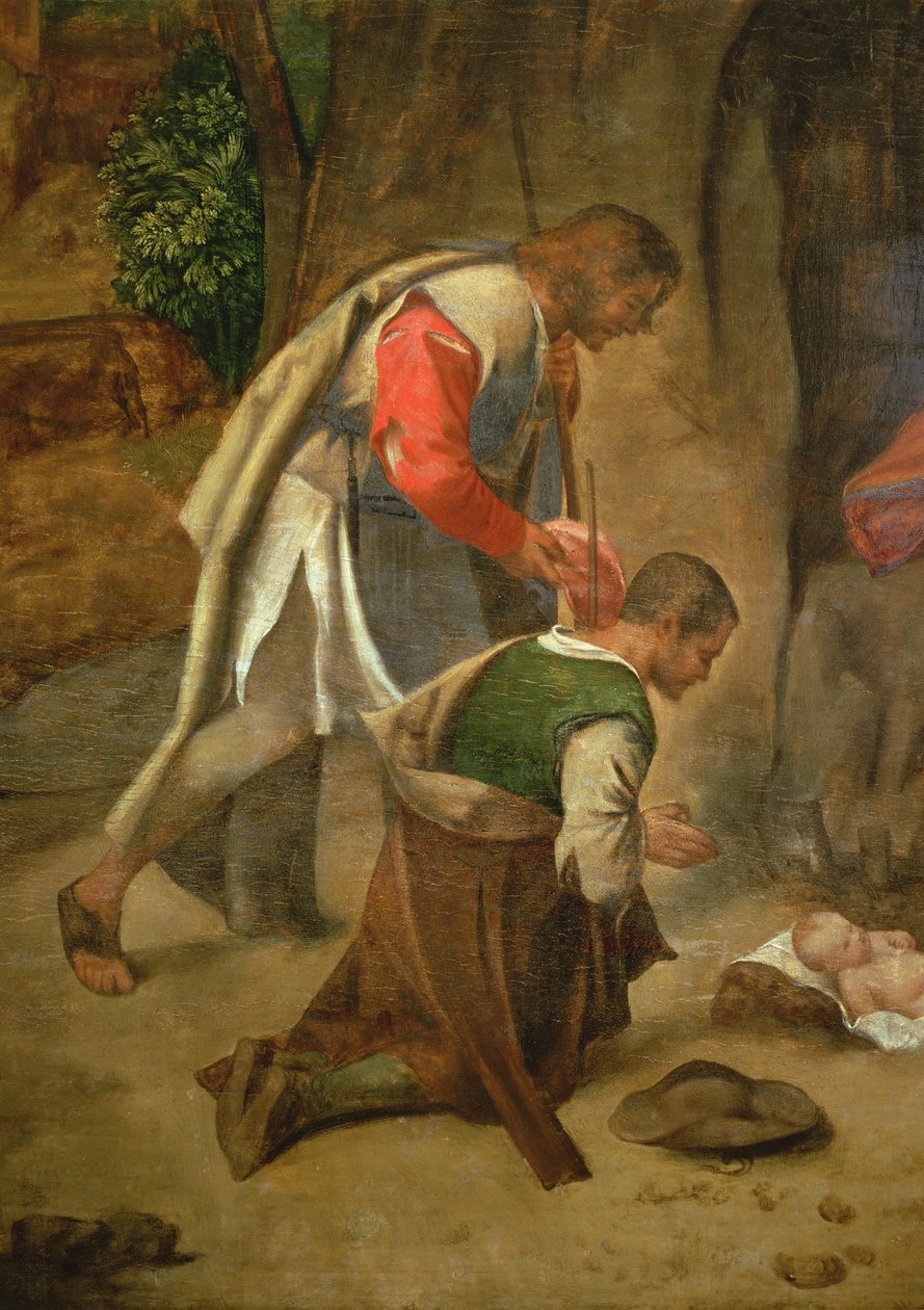Aanbidding der herders, ca. 1510 (paneel) (detail) door Giorgio Giorgione