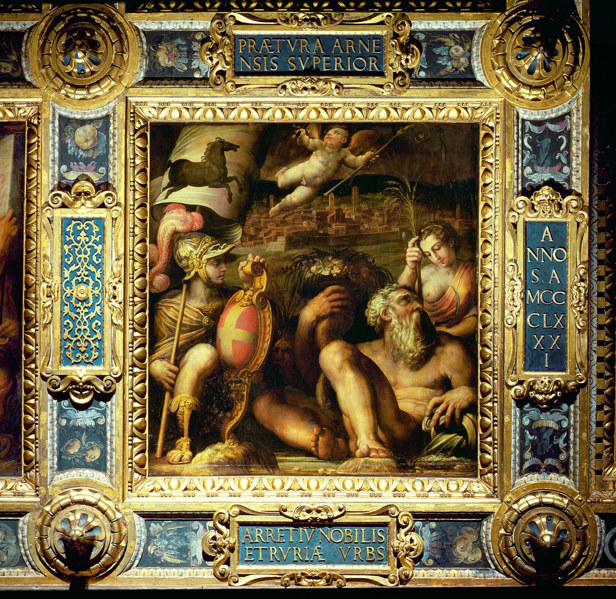Allegorie van de stad Arezzo, van het plafond van de Salone dei Cinquecento, 1565 (paneel) door Giorgio Vasari