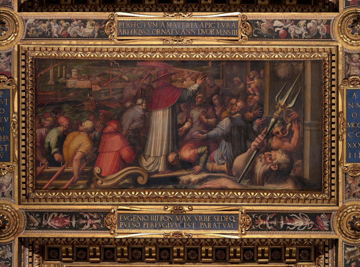 Eugenio IV ontscheept in Livorno om toevlucht te zoeken in Florence door Giorgio Vasari