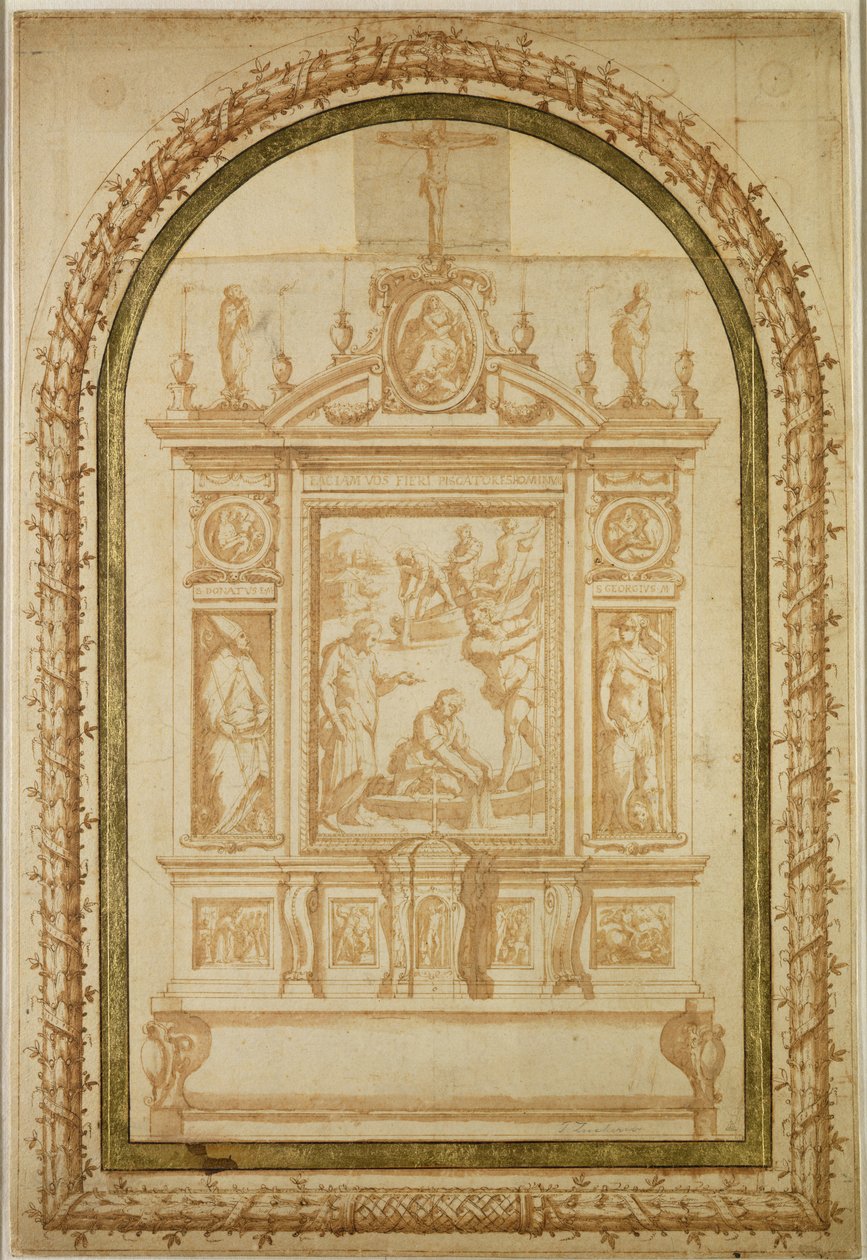 St. Peter aan het vissen, studie voor het altaar van de familie Vasari in Arezzo door Giorgio Vasari