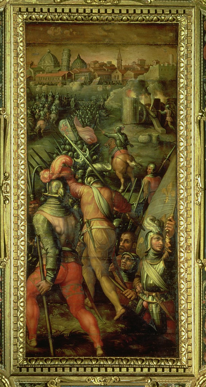 De slag bij Barbagianni van het plafond van de Salone dei Cinquecento, 1565 door Giorgio Vasari