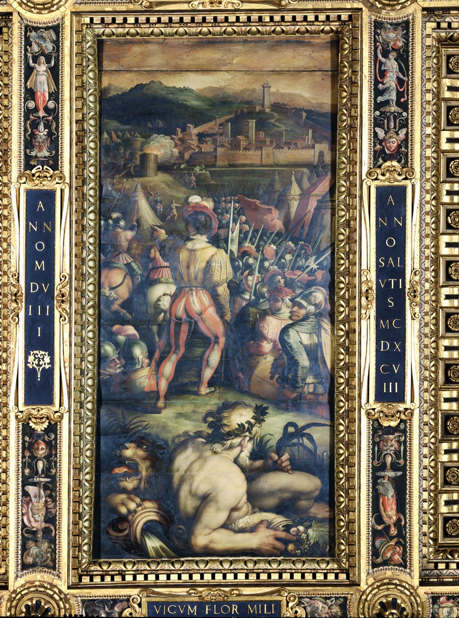 De verovering van Vicopisano van het plafond van de Salone dei Cinquecento, 1565 door Giorgio Vasari